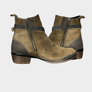 Keen Boots Womens 8.5 Morrison Green Suede Leather Ankle Zip Up Heel Shoes